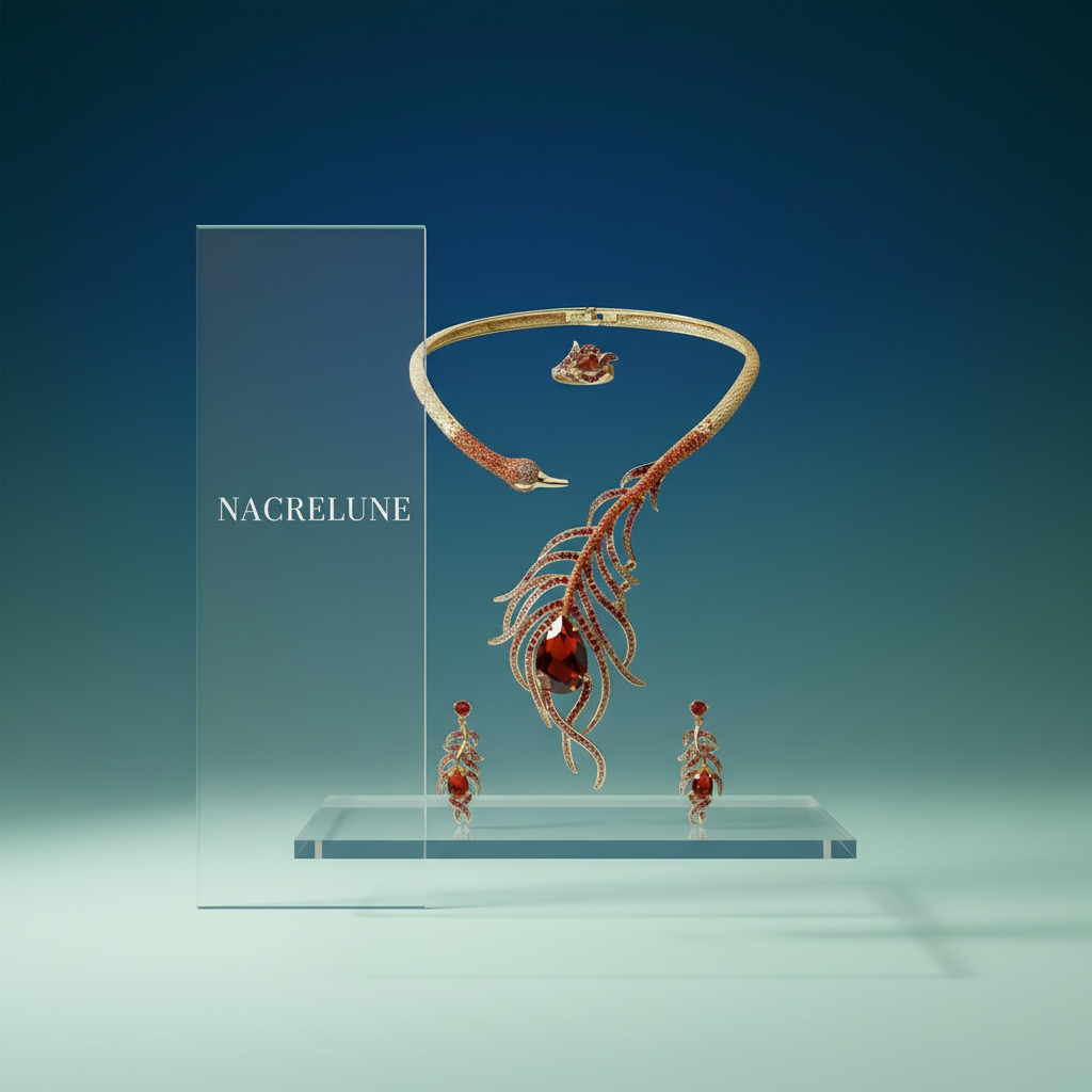 Grande parure plume de paon en strass nacrelune.com parure