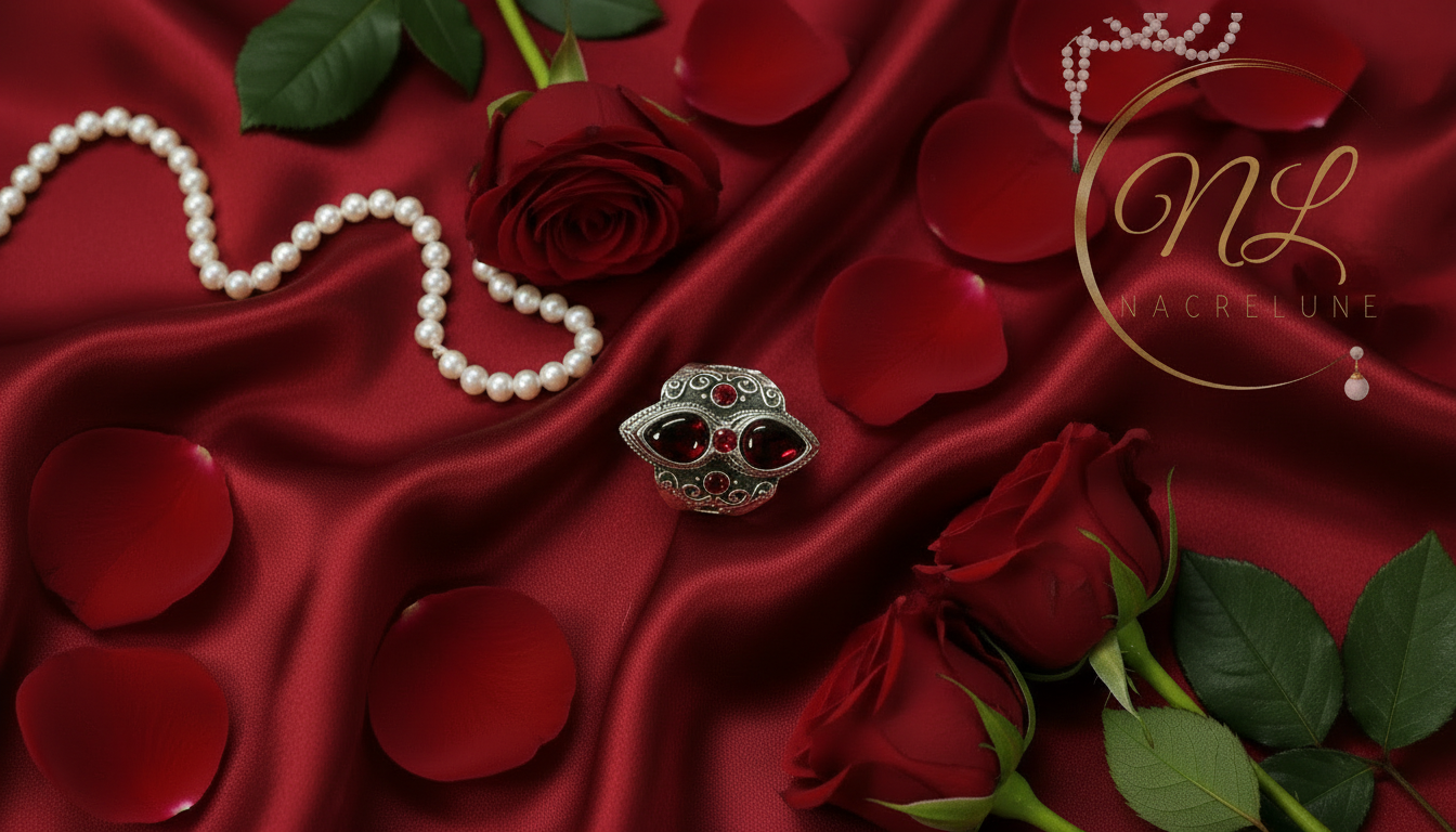 Bague fantaisie avec pierre rouges NACRELUNE Bague