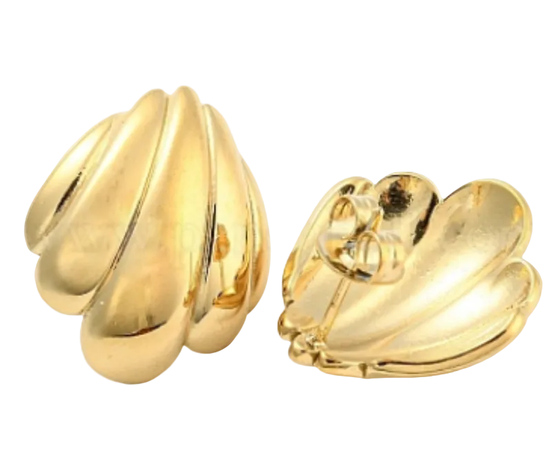 Boucles d'Oreille Coquille Plaqué Or – Chunky Statement | NACRELUNE NACRELUNE boucles d'oreille