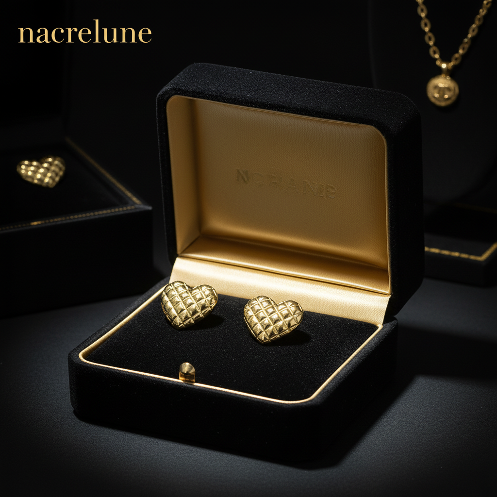Boucles d'Oreille Cœur Matelassé Plaqué Or – Puffy Heart | NACRELUNE NACRELUNE boucles d'oreille