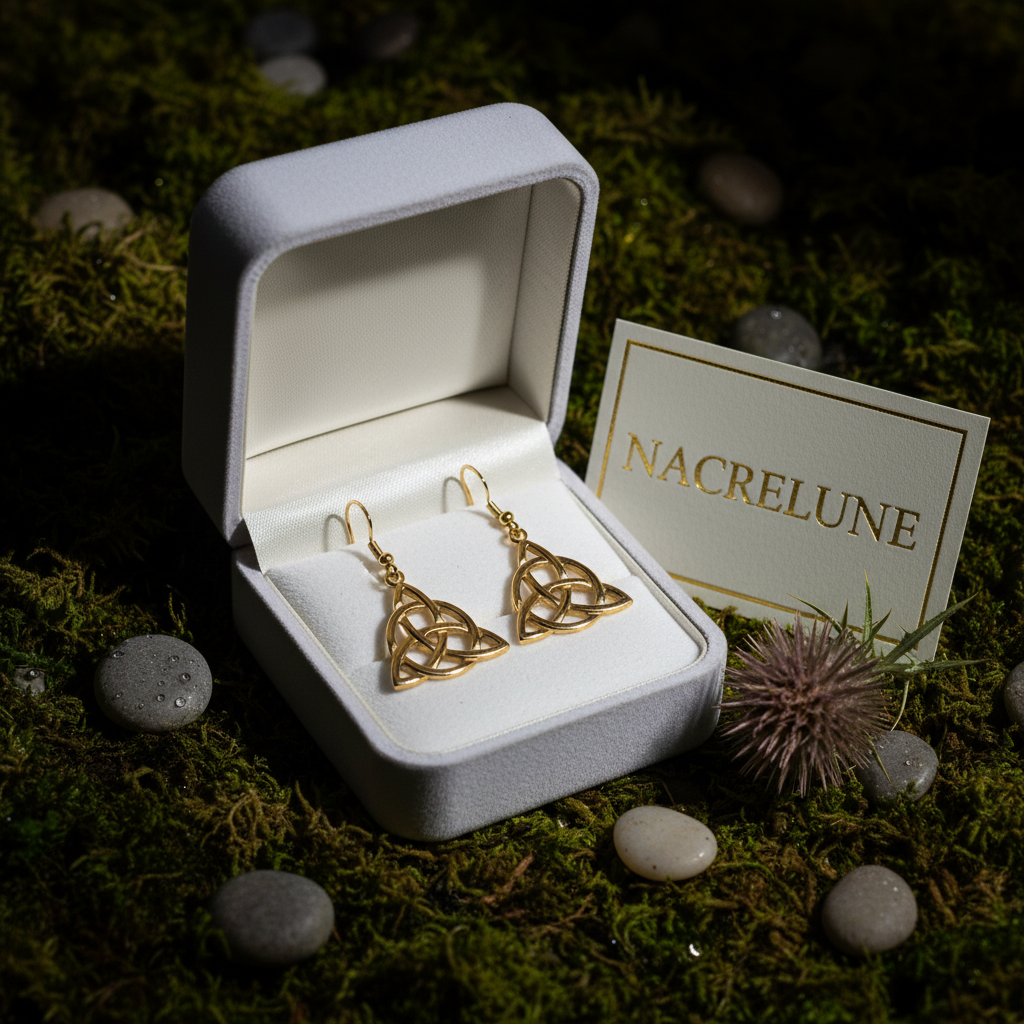 Boucles d'Oreille Triquetra en Laiton Plaqué Or – NACRELUNE NACRELUNE boucles d'oreille