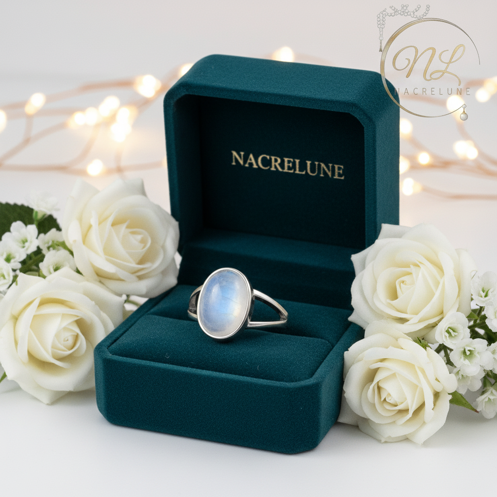 Bague en argent avec pierre de lune 59 NACRELUNE Bague