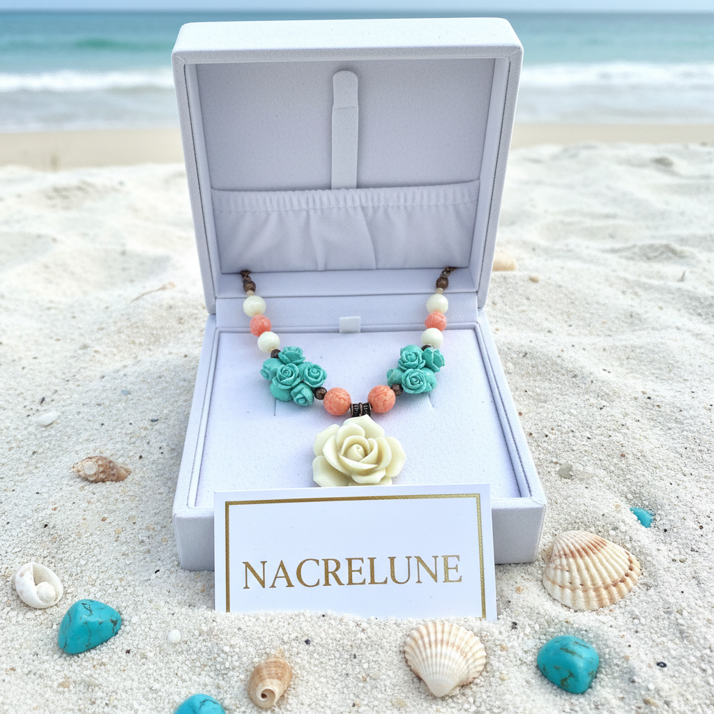 Collier Fleurs & Perles Imitation Corail – NACRELUNE NACRELUNE collier