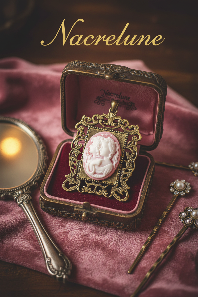 Pendentif camée en résine représentant 2 jeunes filles, choisissez votre couleur Rose nacrelune.com pendentif