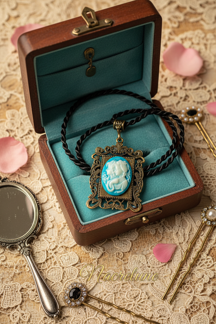 Pendentif camée en résine représentant 2 jeunes filles, choisissez votre couleur Bleu turquoise nacrelune.com pendentif