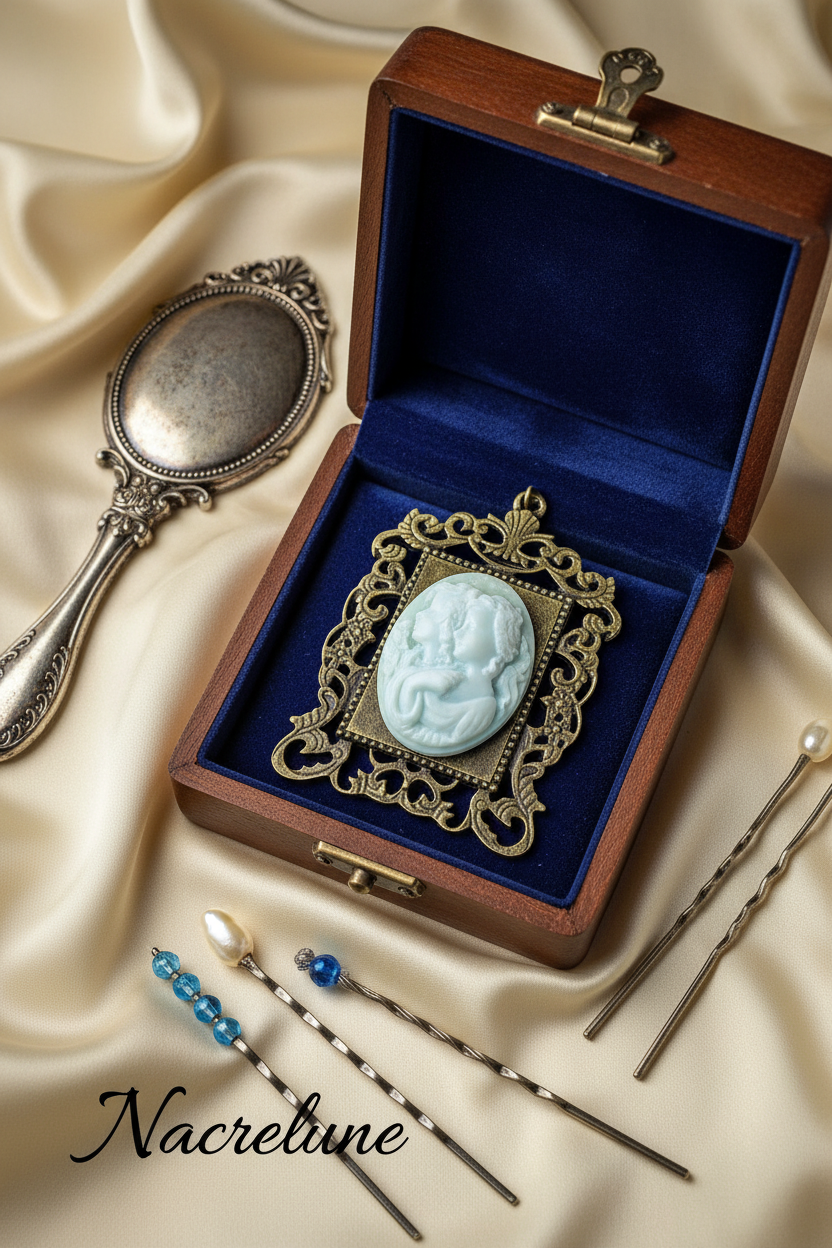 Pendentif camée en résine représentant 2 jeunes filles, choisissez votre couleur Bleu nacrelune.com pendentif