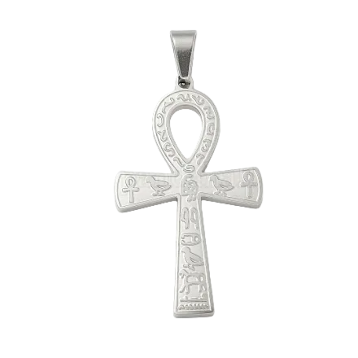 Pendentif Croix Ankh – Acier Inoxydable 304, Hiéroglyphes Égyptiens NACRELUNE pendentif