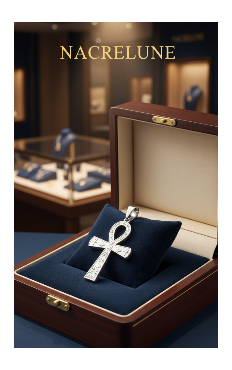Pendentif Croix Ankh – Acier Inoxydable 304, Hiéroglyphes Égyptiens NACRELUNE pendentif