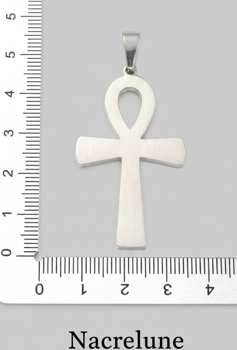Pendentif Croix Ankh – Acier Inoxydable 304, Hiéroglyphes Égyptiens NACRELUNE pendentif
