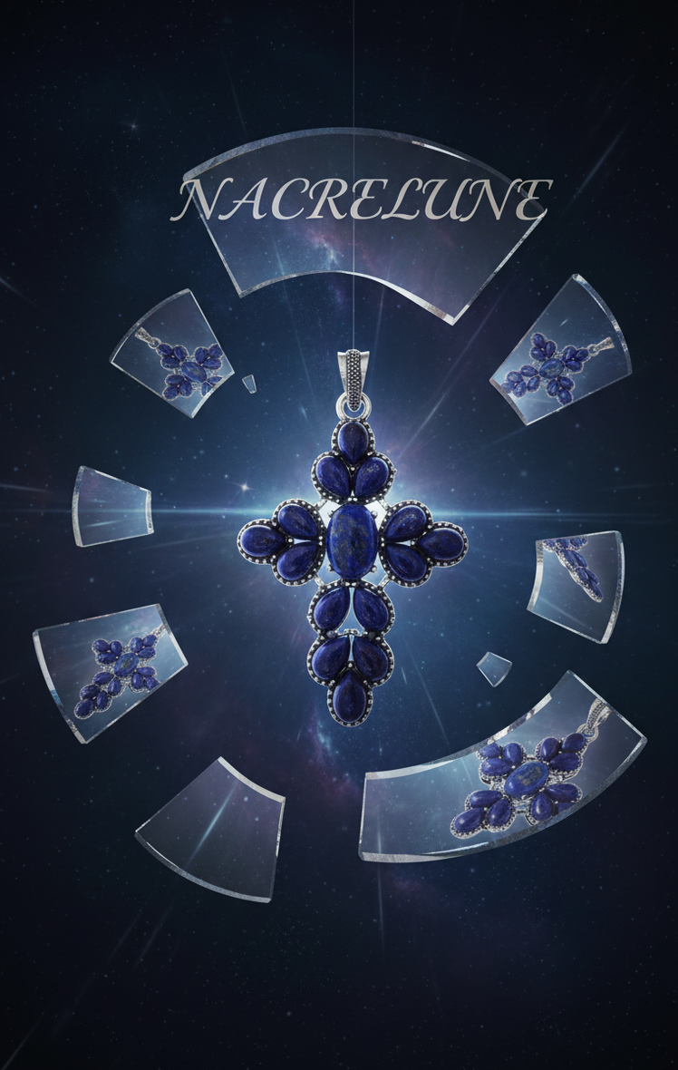 Croix en argent sterling et lapis-lazuli | NACRELUNE NACRELUNE pendentif