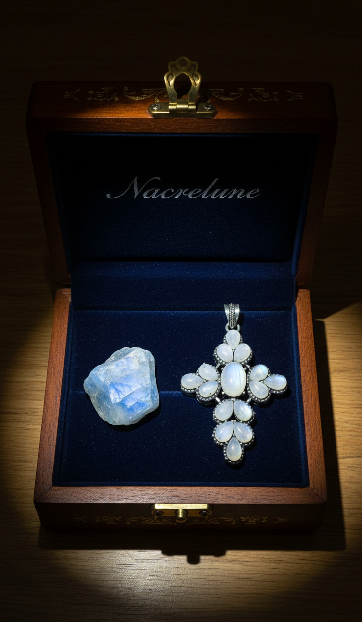 Croix en argent sterling et pierres de lune | NACRELUNE NACRELUNE pendentif