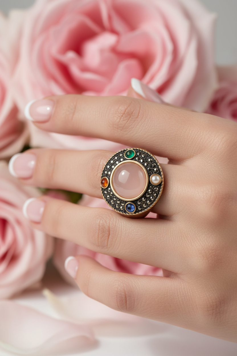 Bagues en bois naturel avec pierres véritables nacrelune.com Bague