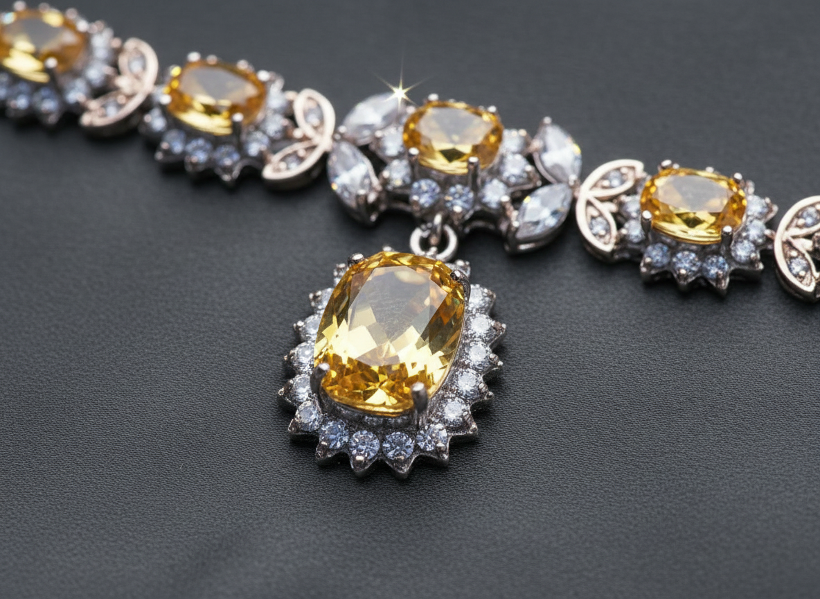 collier en zirconia imitation topazes jaunes NACRELUNE collier