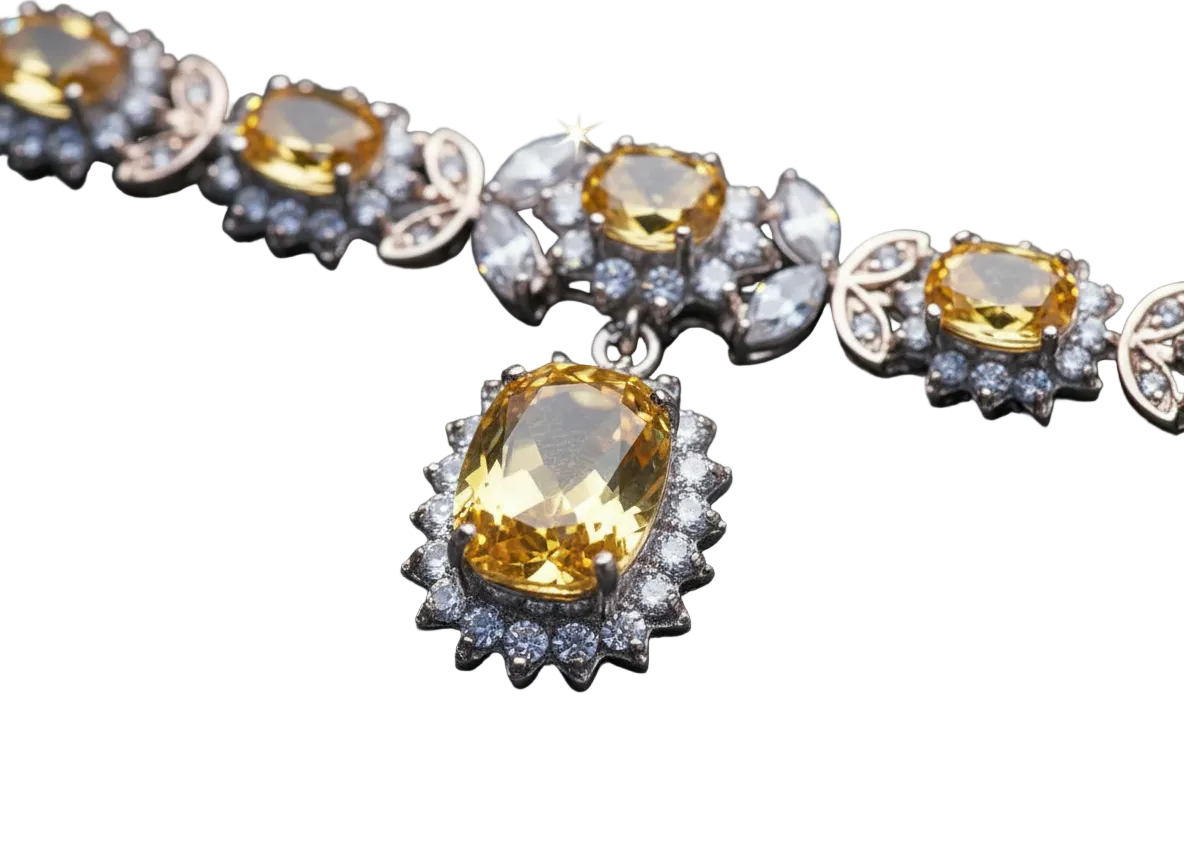 collier en zirconia imitation topazes jaunes nacrelune.com collier