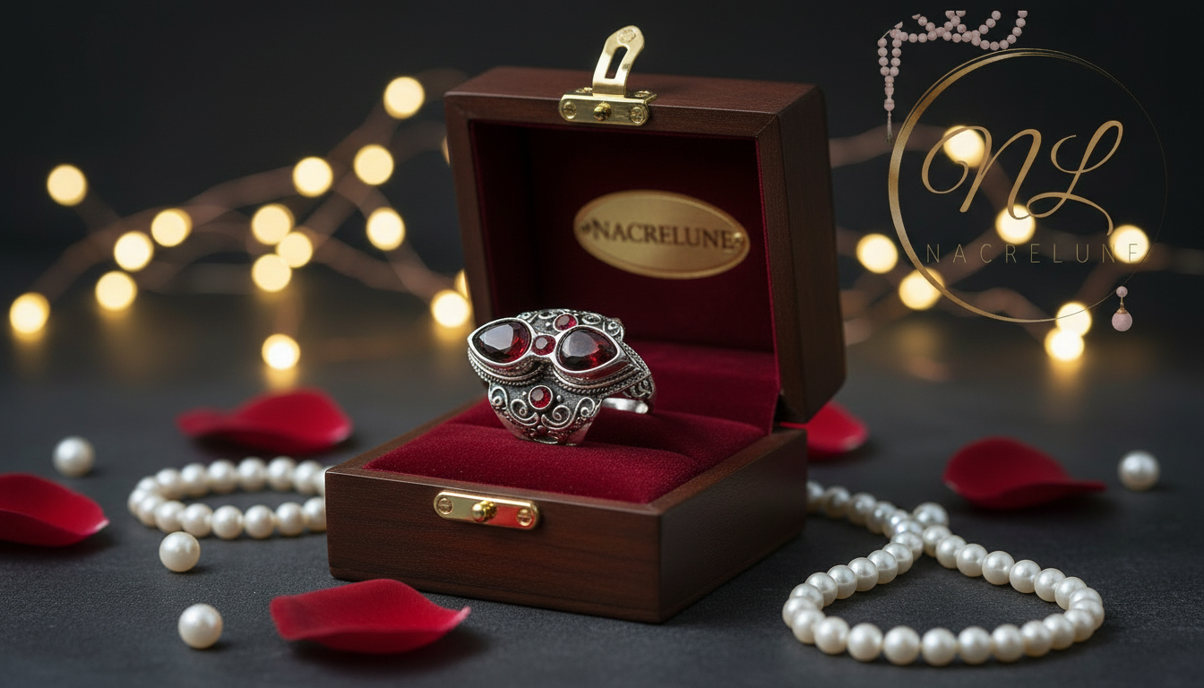 Bague fantaisie avec pierre rouges NACRELUNE Bague