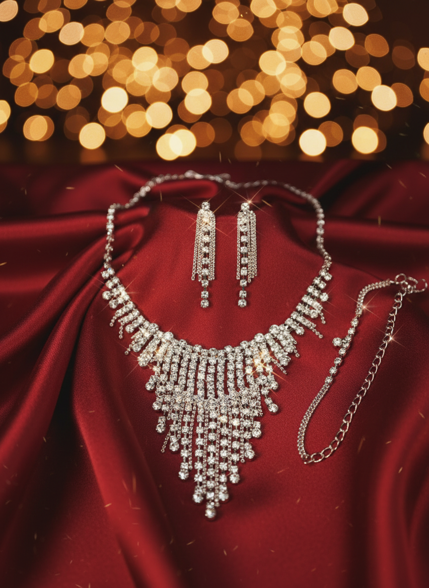 Parure complète strass en triangle nacrelune.com parure