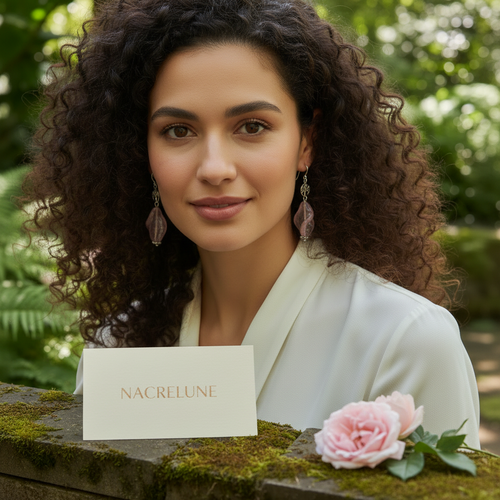 Dark curly hair with moss background