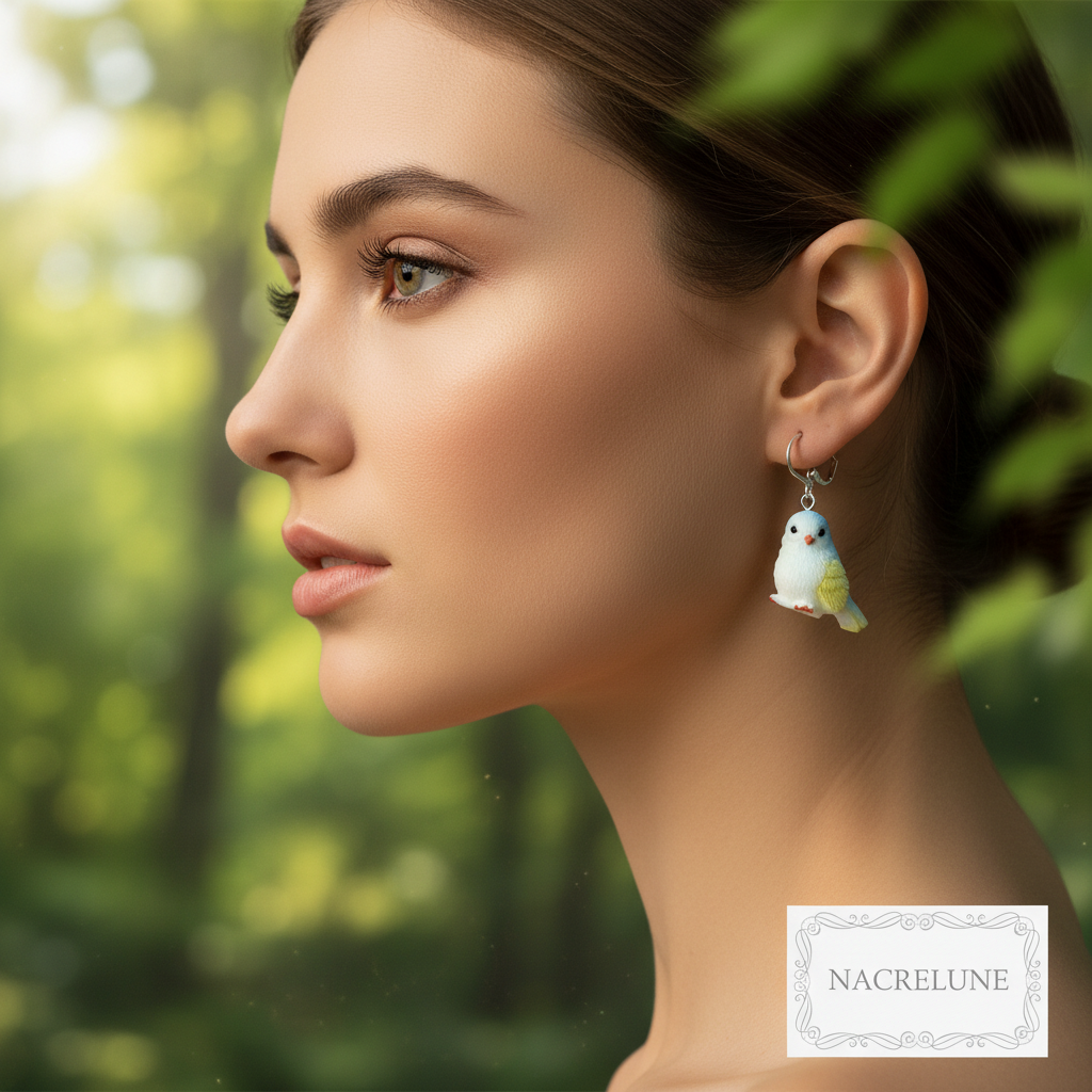 Boucles d'Oreilles Oiseaux en Résine - Bijoux Nature NACRELUNE nacrelune.com boucles d'oreille