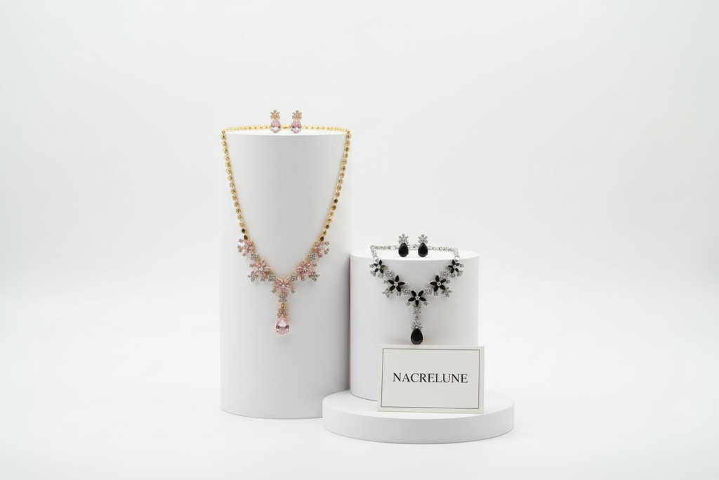 parure en zirconia imitation saphirs : choisissez votre couleur nacrelune.com parure
