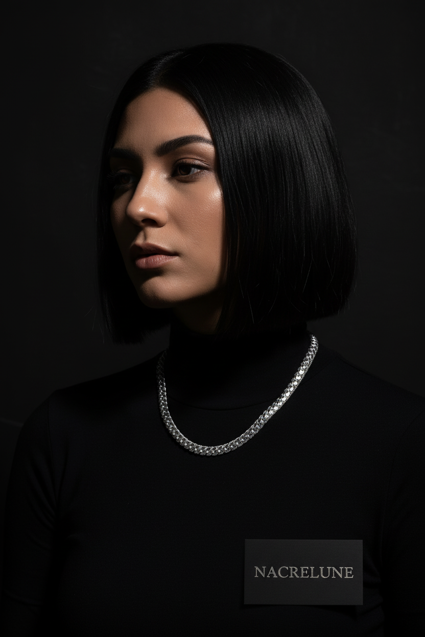 Collier argent véritable maille épaisse nacrelune.com collier
