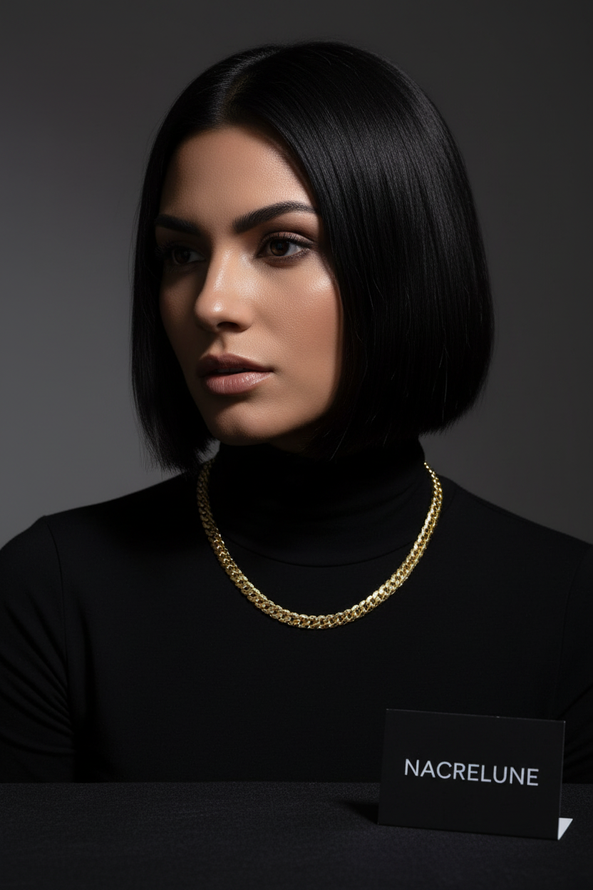 Collier maille large dorée nacrelune.com collier