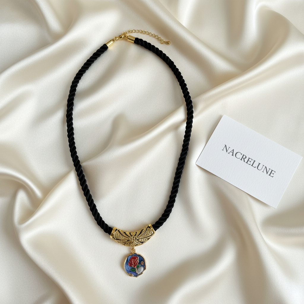 Pendentif en émail décoré nacrelune.com pendentif