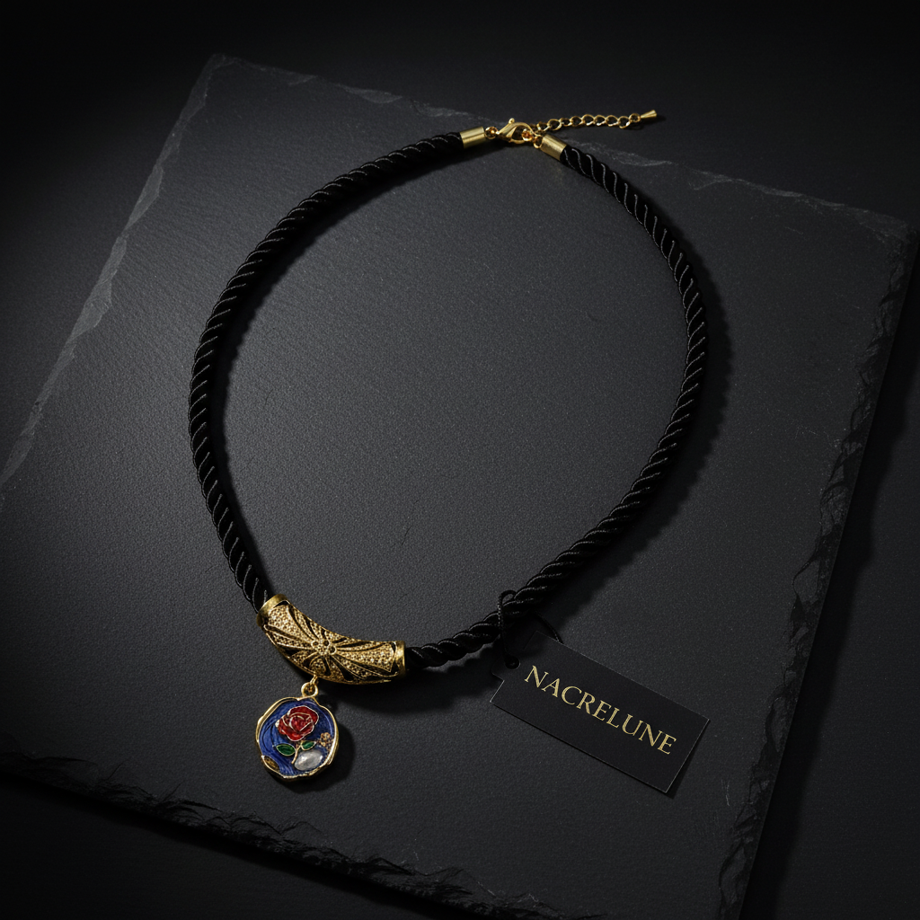 Pendentif en émail décoré nacrelune.com pendentif