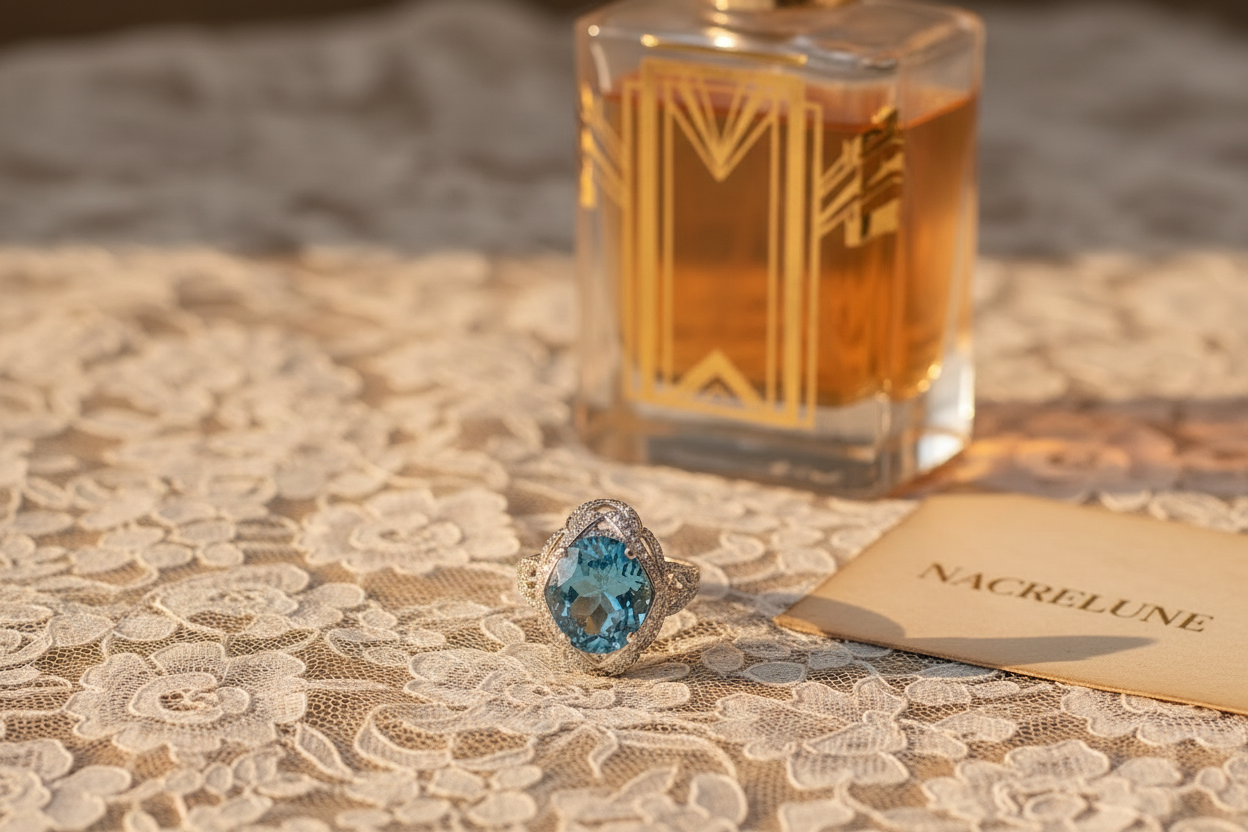 Bague argent avec topaze bleue nacrelune.com Bague