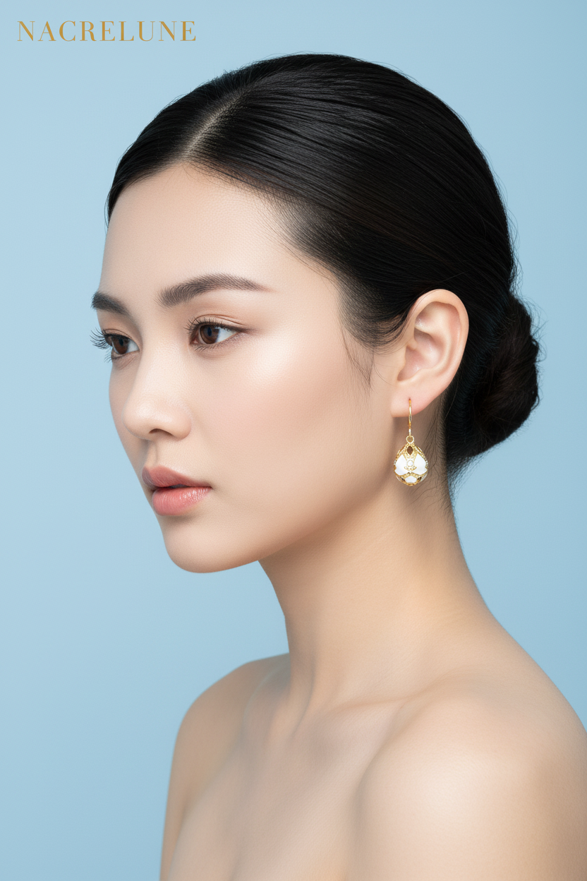 Boucles d'Oreilles Œuf de Pâques Style Fabergé en Émail | NACRELUNE nacrelune.com boucles d'oreille