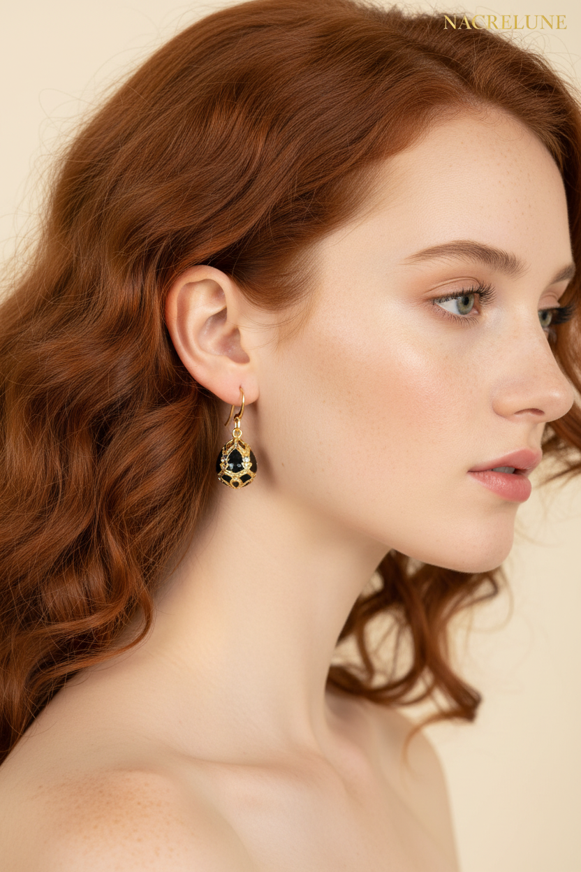 Boucles d'Oreilles Œuf de Pâques Style Fabergé en Émail | NACRELUNE nacrelune.com boucles d'oreille
