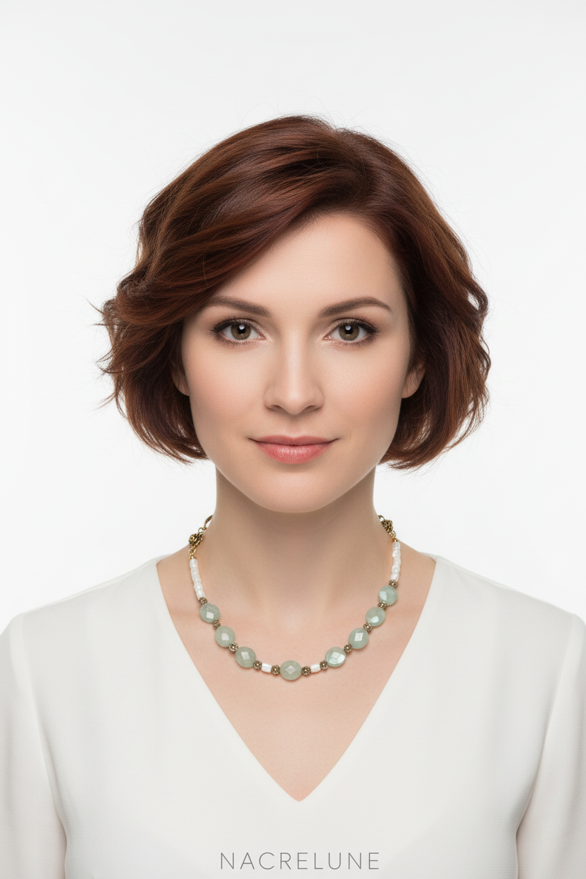 Femme auburn aigues-marines NACRELUNE