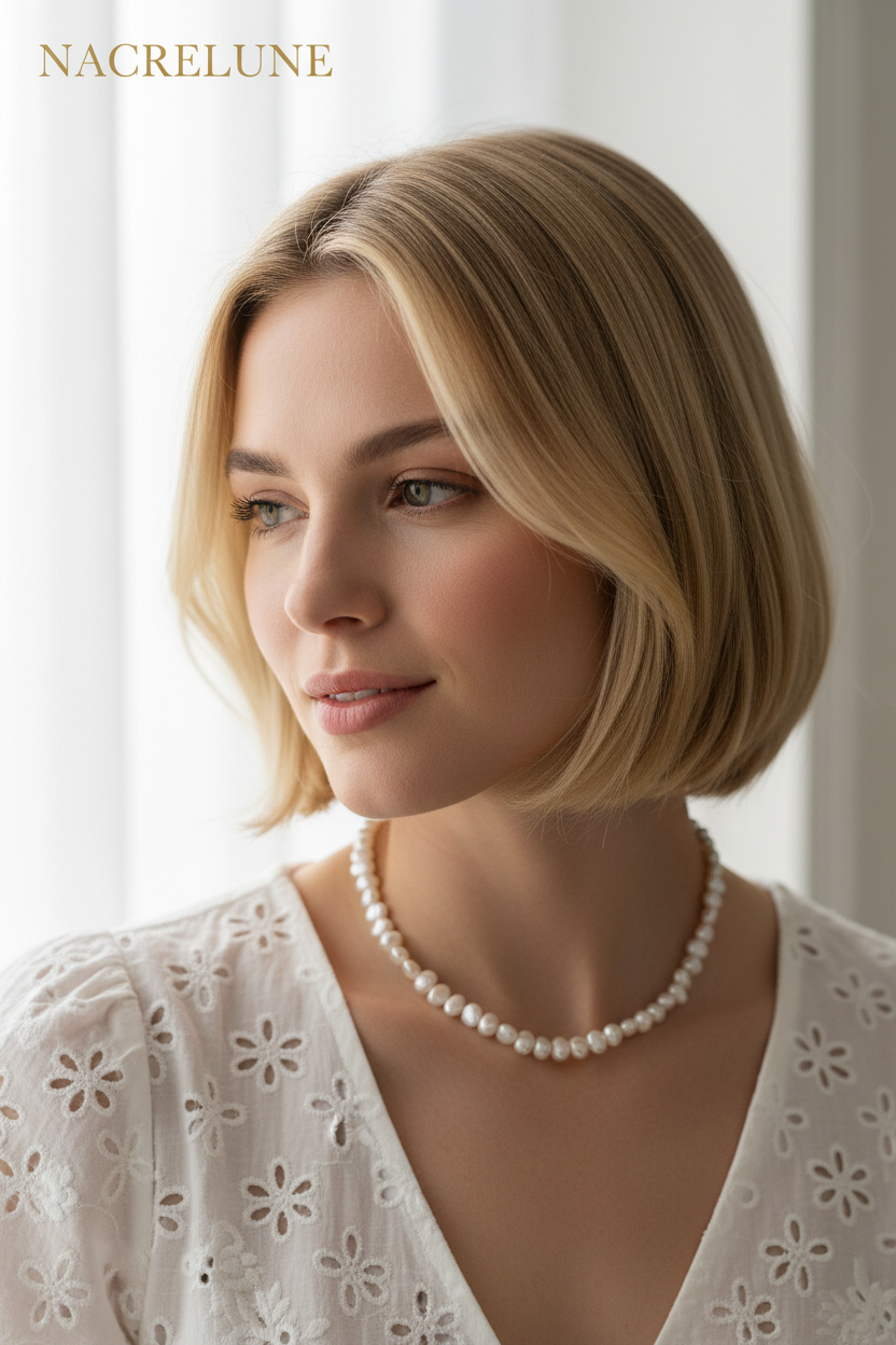 Collier perles de culture – Blanc, Noir ou Rose saumon | NACRELUNE NACRELUNE collier