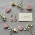 Boucles d'Oreille Quartz Rose Naturel - Lithothérapie nacrelune.com boucles d'oreille