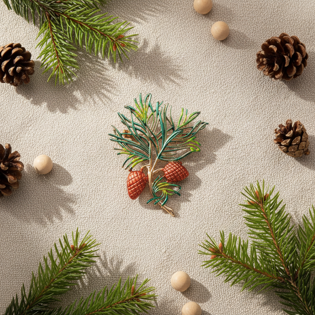 Broche branche de pin nacrelune.com broche