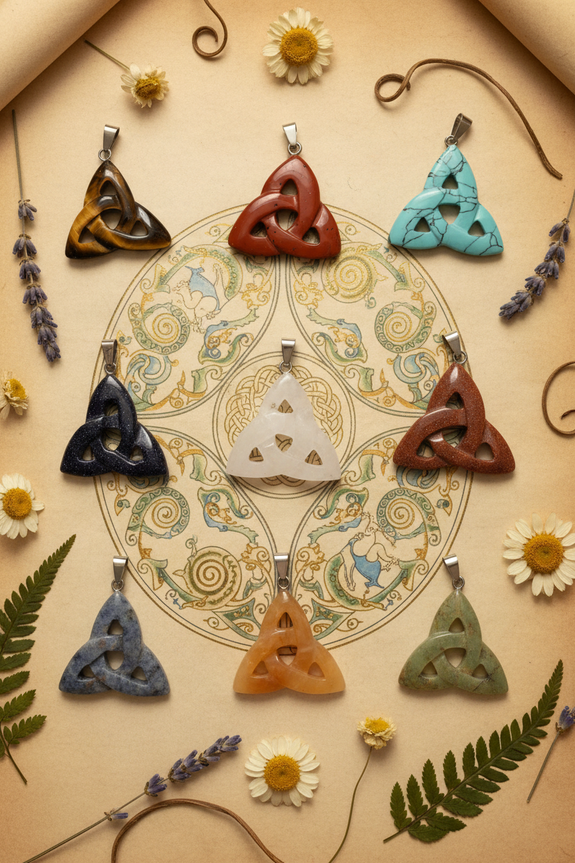 Pendentif Triquetra en Pierre Naturelle | Bijou Celtique – Nacrelune NACRELUNE pendentif
