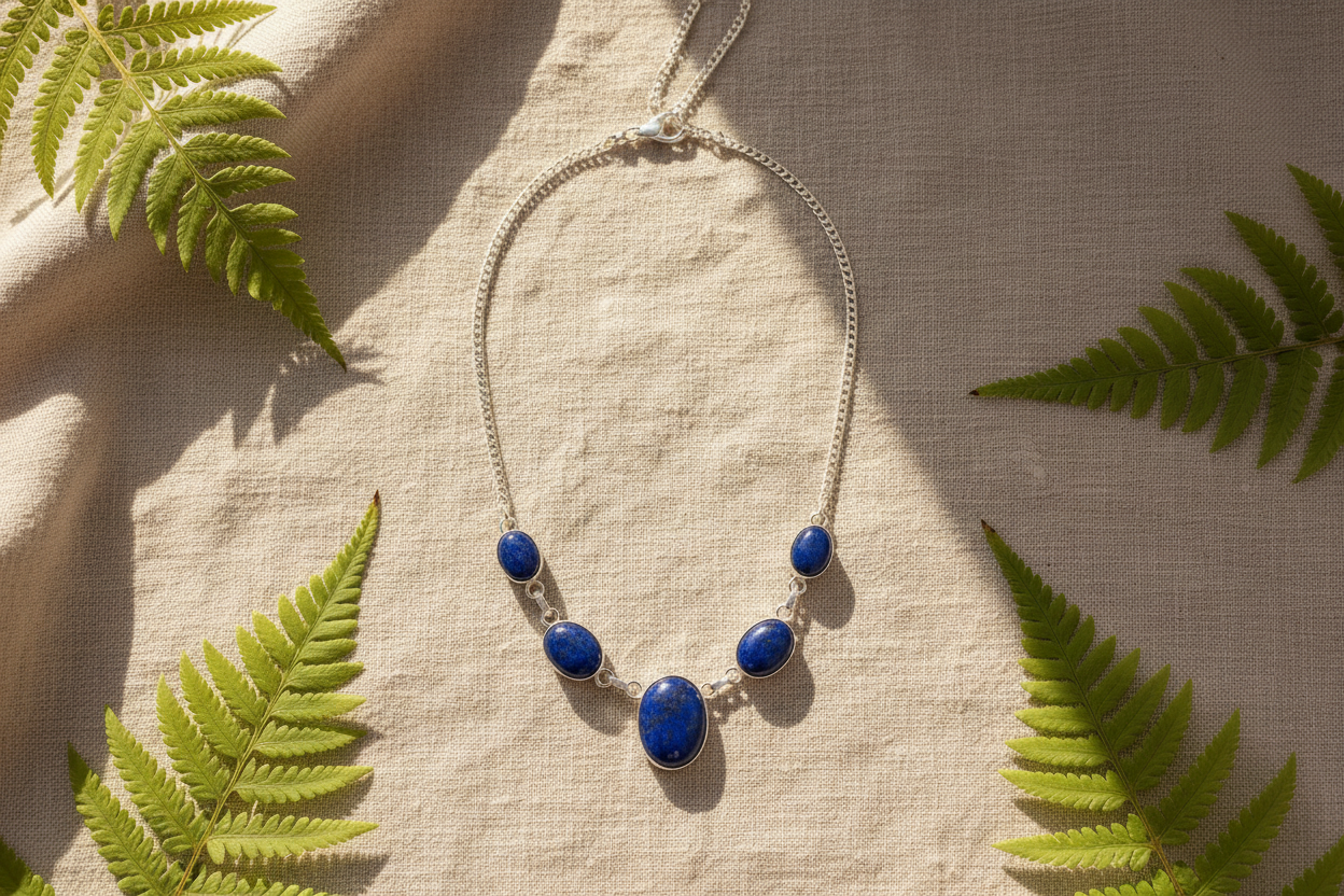 Collier en argent avec lapis lazulis nacrelune.com collier