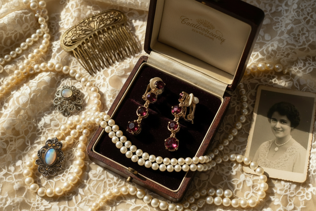 👑Boucles d’oreille clip vintage imitation rubis nacrelune.com boucles d'oreille