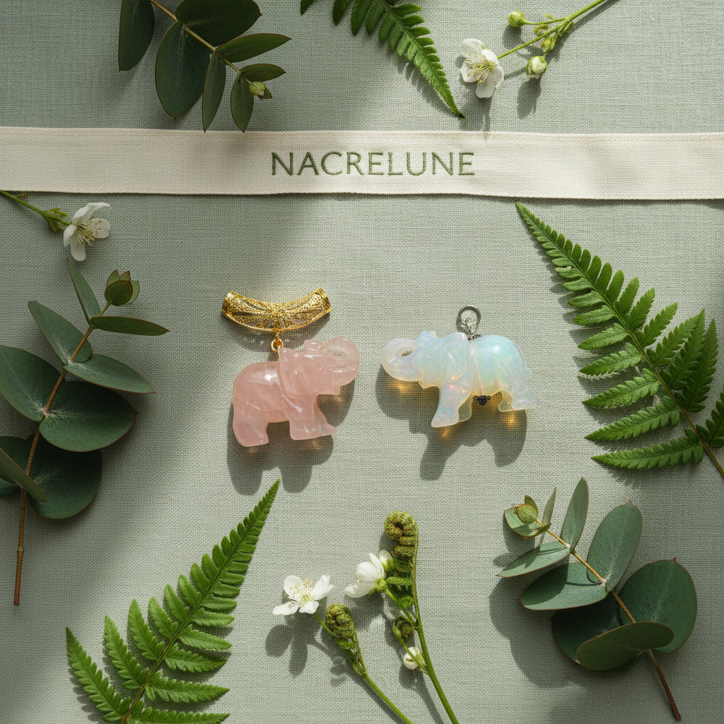 Pendentif éléphant sculpté pierre naturelle nacrelune.com pendentif