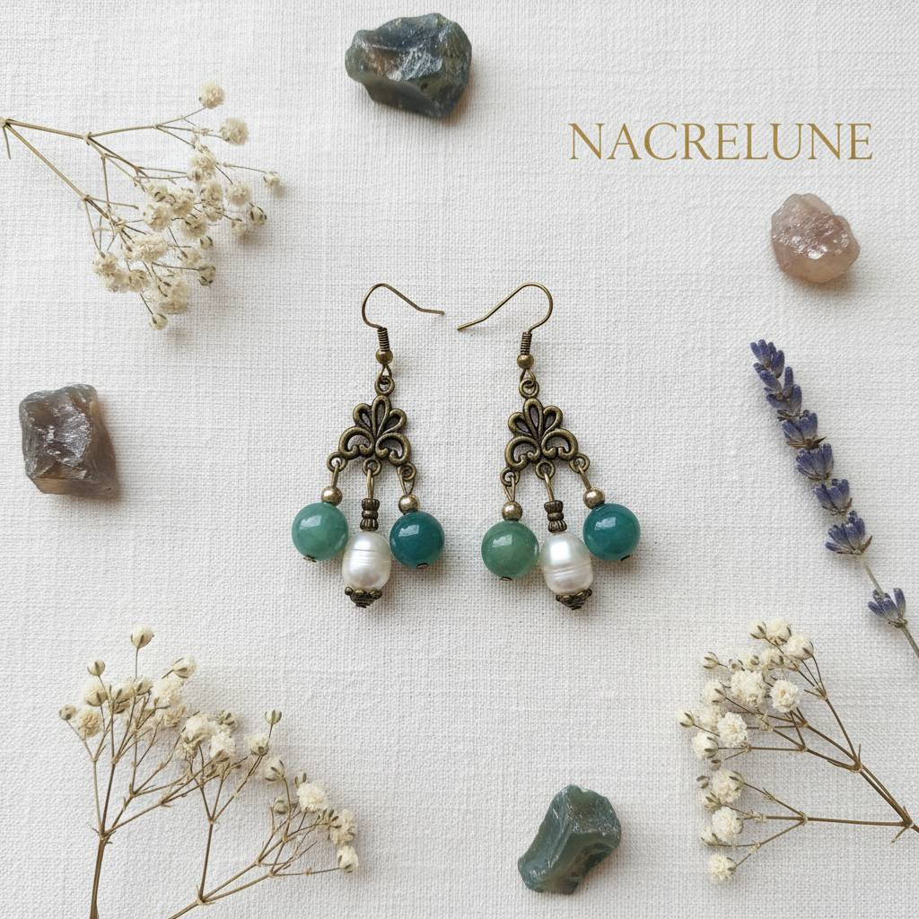 Boucles d'oreille agates et perles de culture – Bijou lithothérapie & élégance naturelle nacrelune.com boucles d'oreille