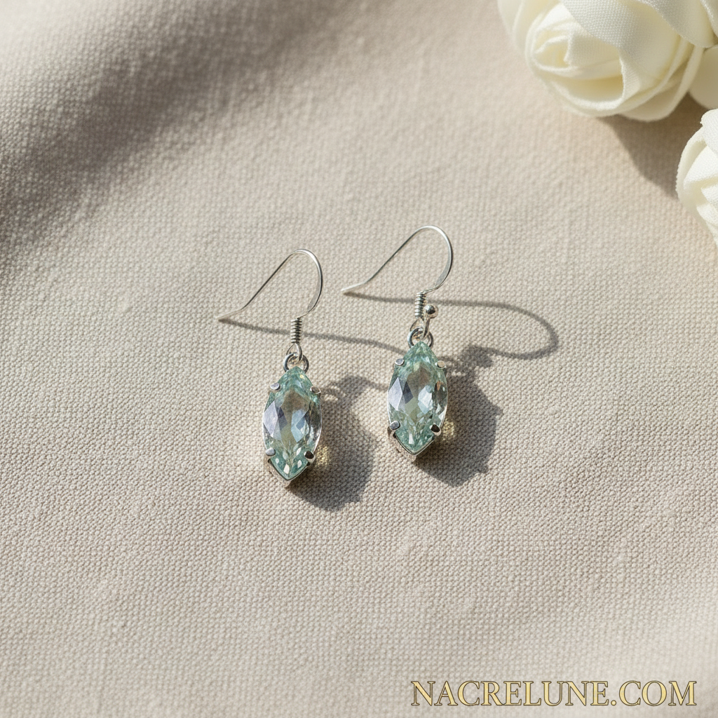 Boucles d’oreille en argent avec topazes traitées mystiques claires nacrelune.com boucles d'oreille