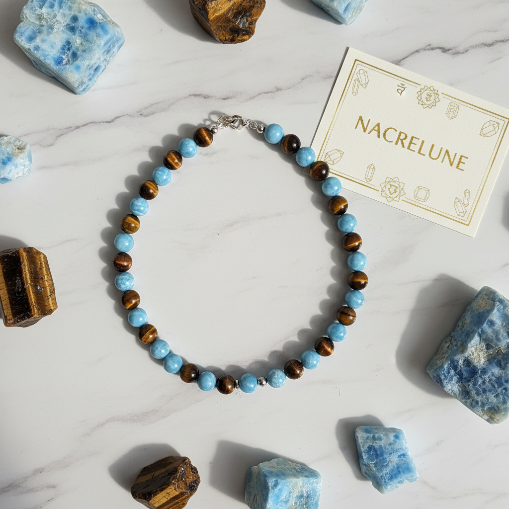 Flat lay lithothérapie marbre NACRELUNE