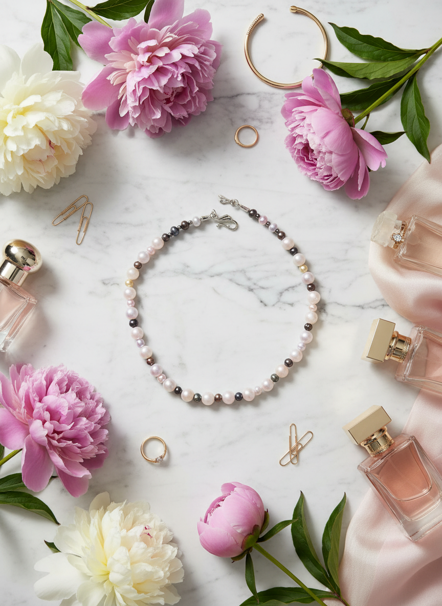 collier perles de culture multicolores et quartz blancs nacrelune.com collier