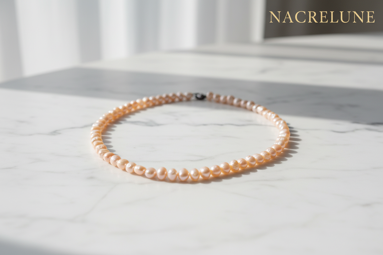 Collier perles de culture – Blanc, Noir ou Rose saumon | NACRELUNE Rose saumon NACRELUNE collier