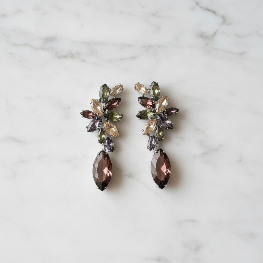 Grandes boucles d'oreille zirconia multicolores nacrelune.com boucles d'oreille