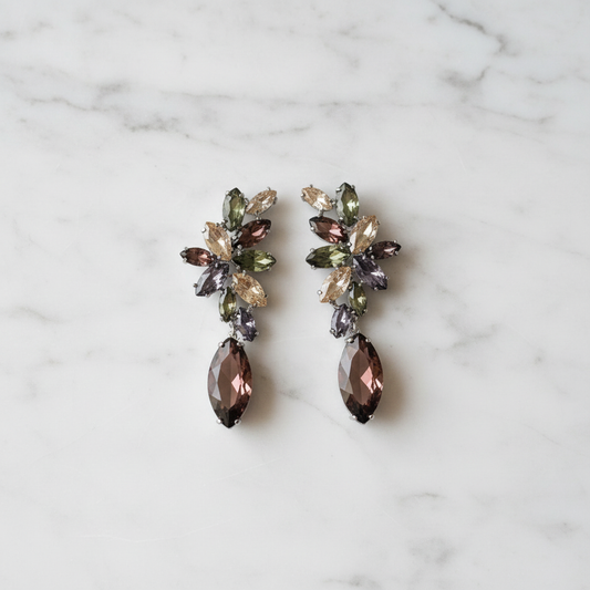 Grandes boucles d'oreille zirconia multicolores NACRELUNE boucles d'oreille