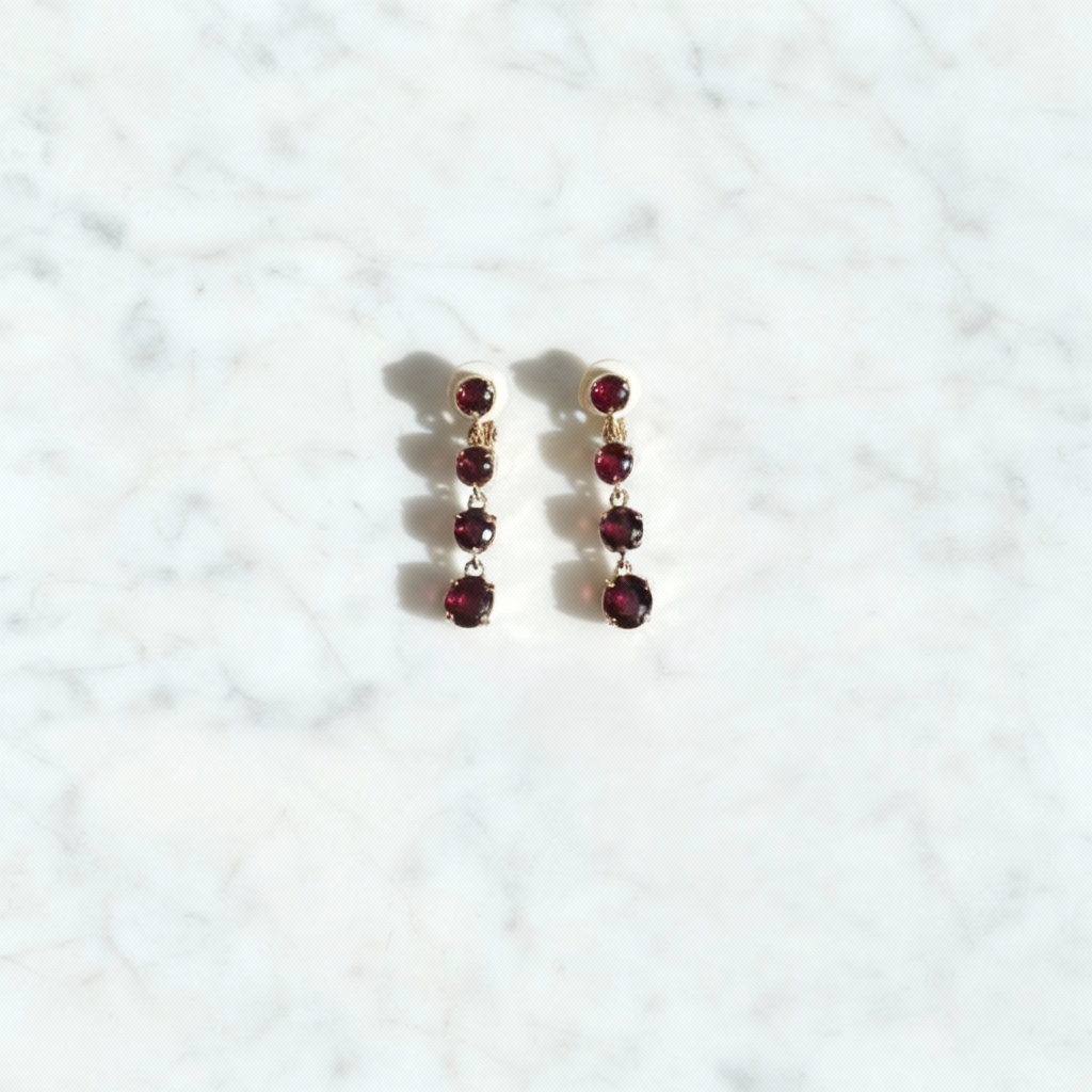 👑Boucles d’oreille clip vintage imitation rubis NACRELUNE