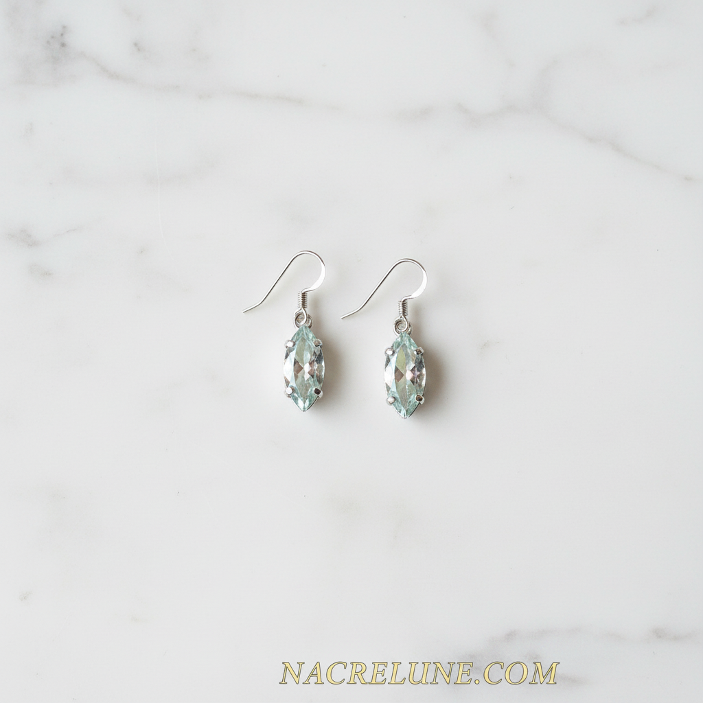Boucles d’oreille en argent avec topazes traitées mystiques claires nacrelune.com boucles d'oreille