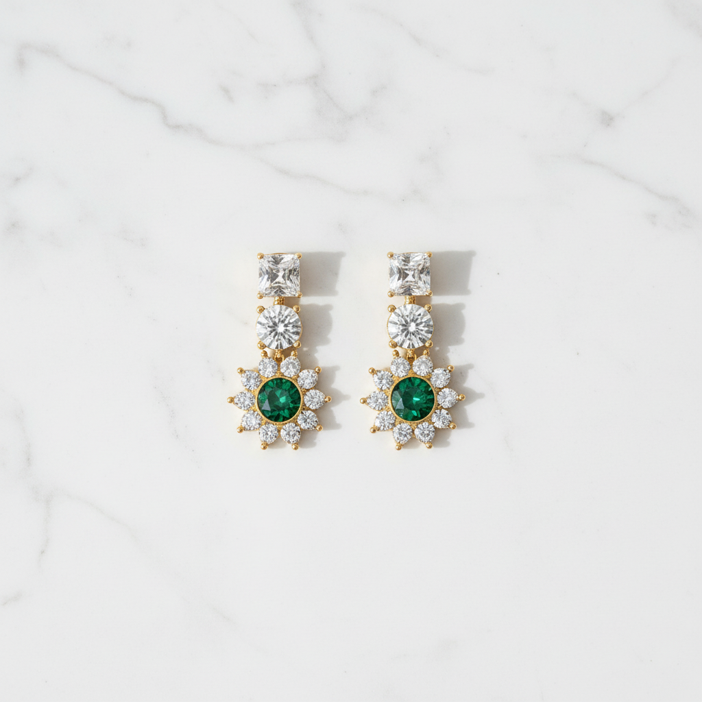 Boucles d’oreille imitation émeraudes nacrelune.com boucles d'oreille