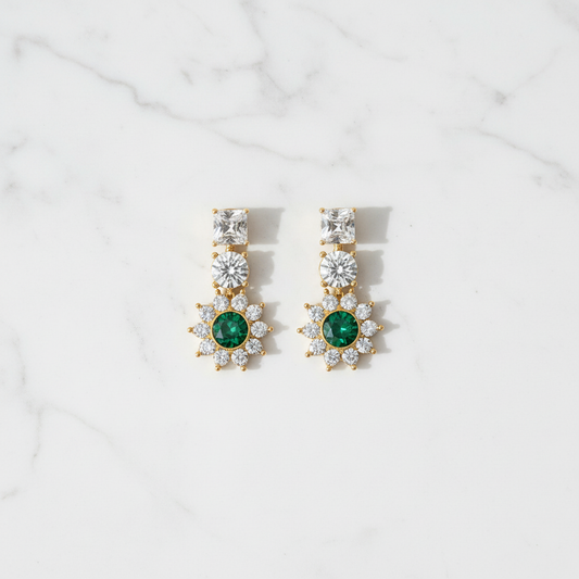 Boucles d’oreille imitation émeraudes NACRELUNE boucles d'oreille