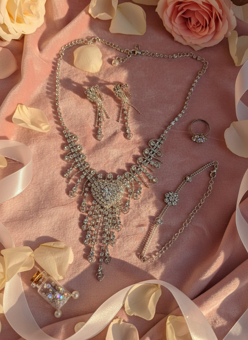 Parure strass complète coeur NACRELUNE parure